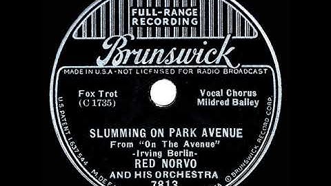 1937 HITS ARCHIVE: Slumming On Park Avenue - Red Norvo (Mildred Bailey, vocal)
