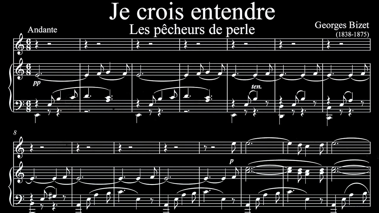 Bizet -Je Crois Entendre - Partition Animée Pour Piano - YouTube