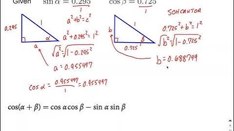 Sum and Difference Formulas (Identities) for Cosine given sine and cosine for different angles