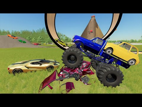 Stuntman crushes car with Monster truck | Farming Simulator 22