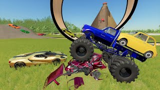 Stuntman crushes car with Monster truck | Farming Simulator 22 screenshot 5