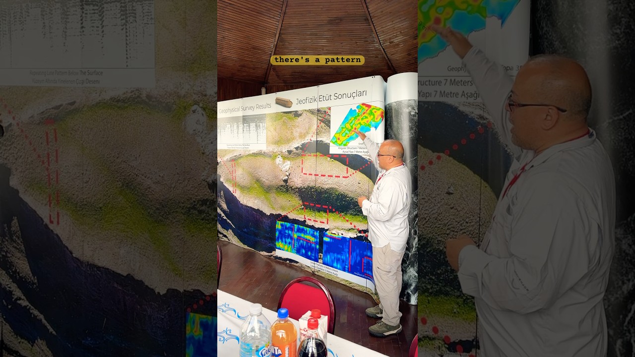 Explaining the Noah’s ark geophysical survey results to the tour group. 