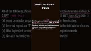 CSIR NET LIFE PyQs #pyqs #csirnet #ytshorts #ytviral #quiz #challenge #ytviral #ytshortsvideo #yt