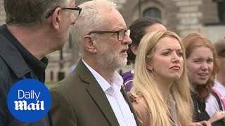 Jeremy Corbyn speaks at Stop the War Coalition rally outside Parliament