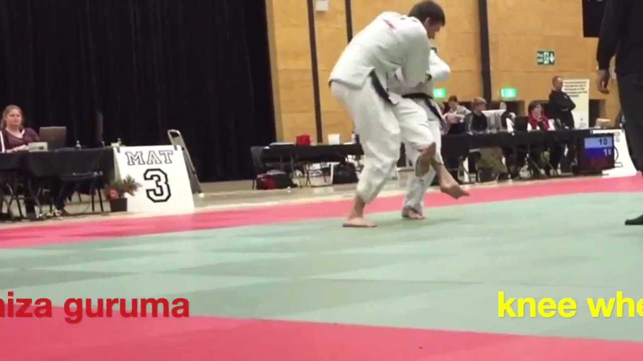 HIZA GURUMA.   tall vs short guy       Knee wheel.   NZ Champs  by G Spinks