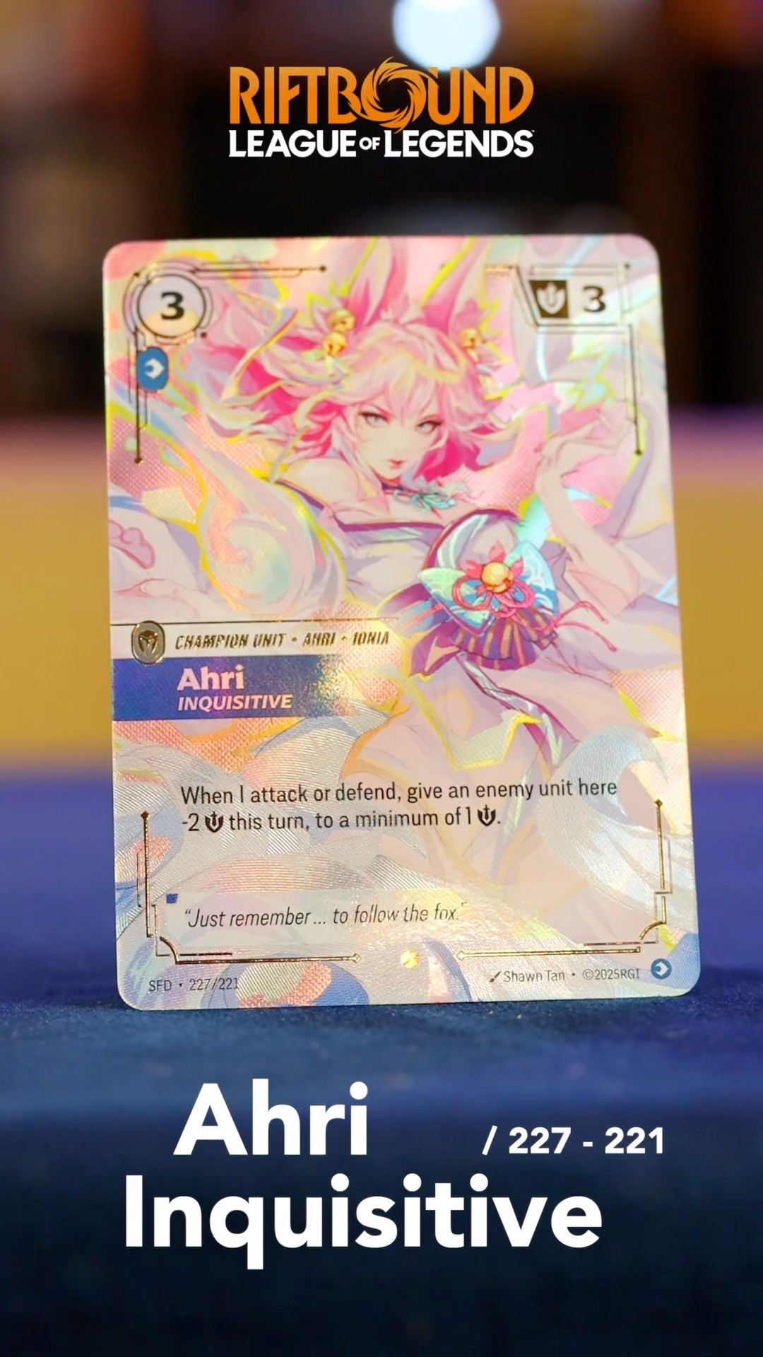 Ahri - SFD 227/221 (Over-numbered) 🩷#Riftbound #TCG #Ahri #Lol