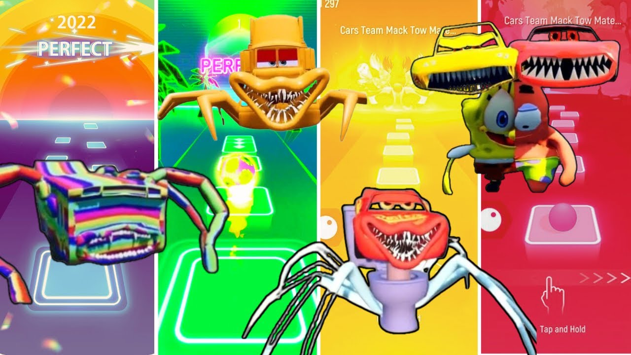 Rainbow spider bus vs Mack truck eater vs Toilet monster mcqueen vs Twins head mcqueen