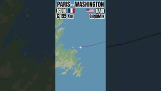 Paris 🇫🇷 to Washington 🇺🇸 Flight Route (Air France) ✈️ #aviation #travel #paris #usa #shortsfeed