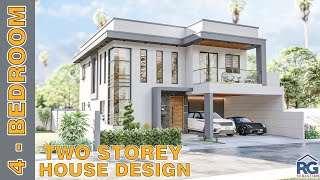4-Bedroom Two Storey House Design with Pool