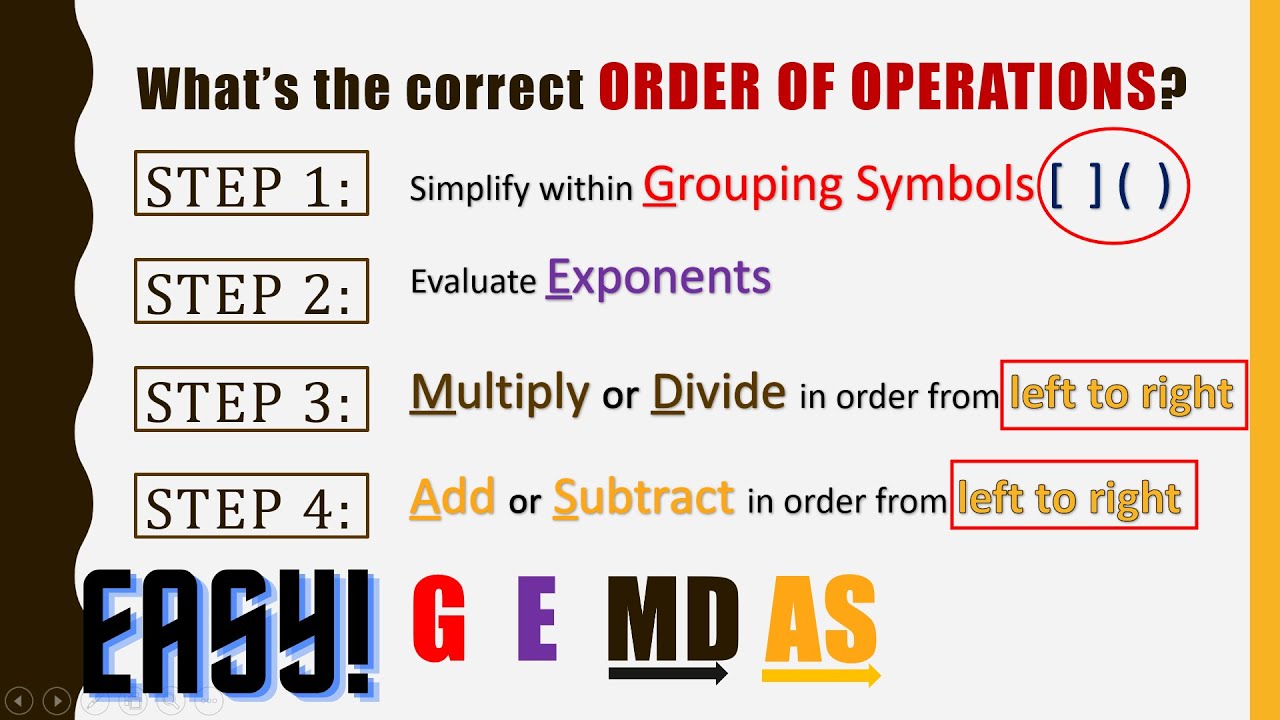Order of operations gemdas rule math 6 youtube