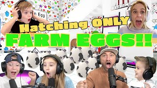 Hatching ONLY Farm EGGS!! The whole Sopo Squad joins together for a family Roblox Adopt Me video!!