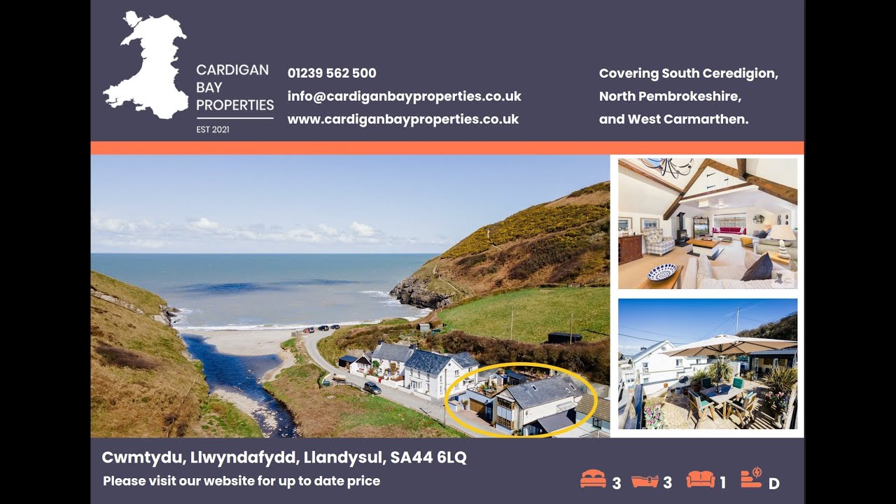 Property For Sale - 3/4 bed detached house in Cwmtydu, walking distance to the beach