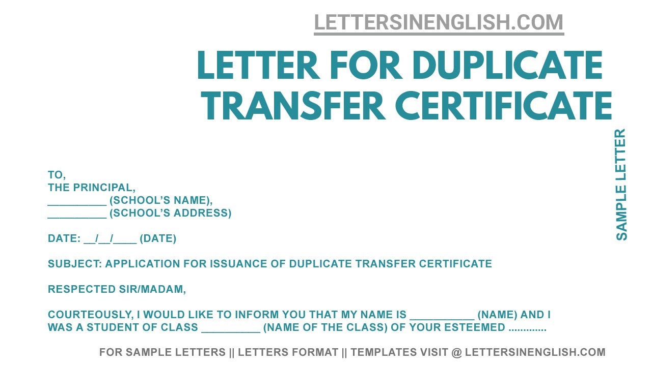 how to write application letter for duplicate certificate