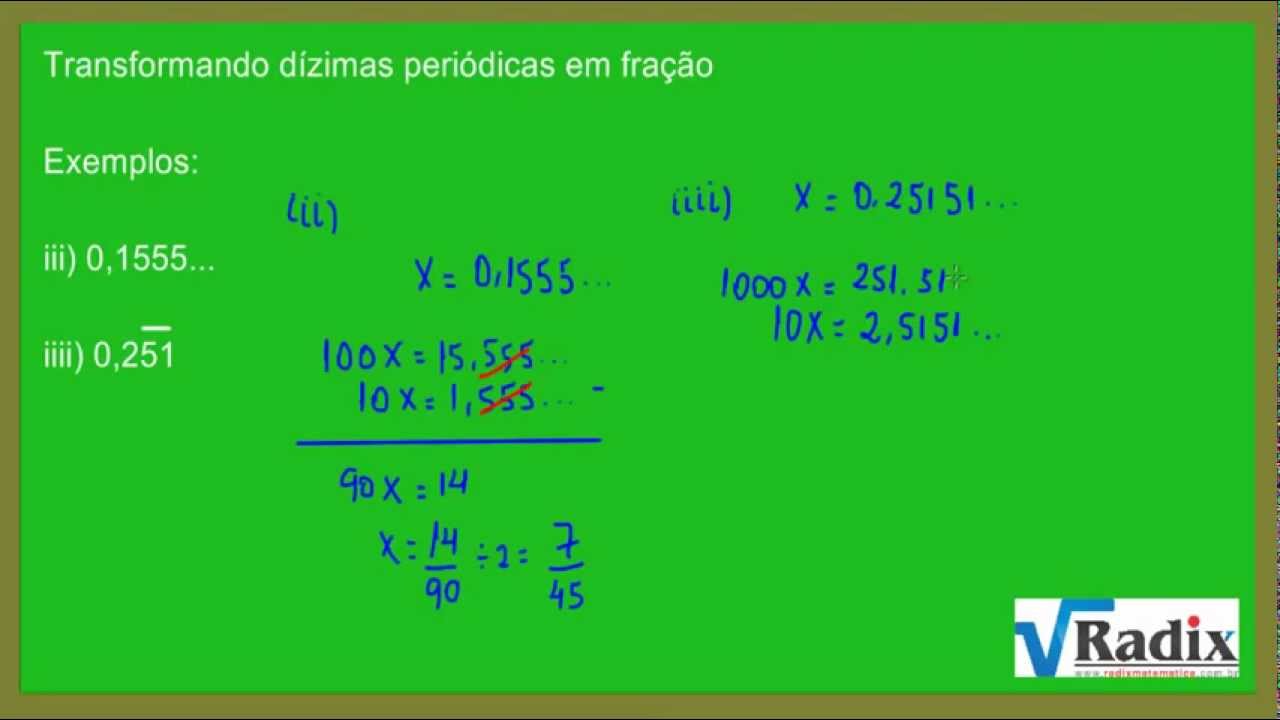 Como Transformar Dizima Periodica Em Fração Geratriz