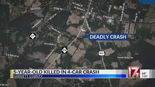 5 year killed in 4 car crash in Harnett County