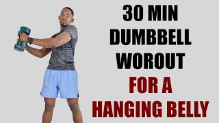 30Minute Full Body Dumbbell Workout for A Hanging Belly (3kg Dumbbells)