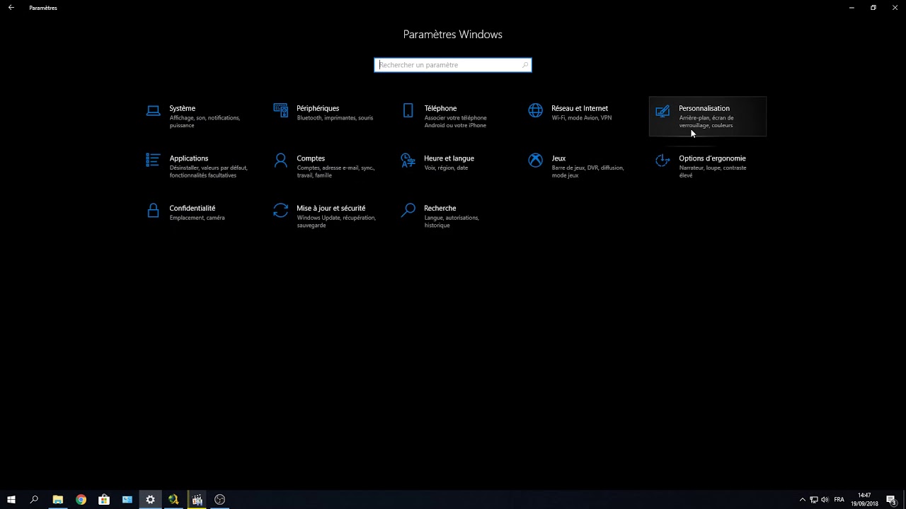 activer le thème noir Windows 10