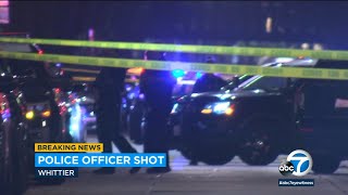 Police officer in 'good spirits' after being shot in Whittier; suspect in custody