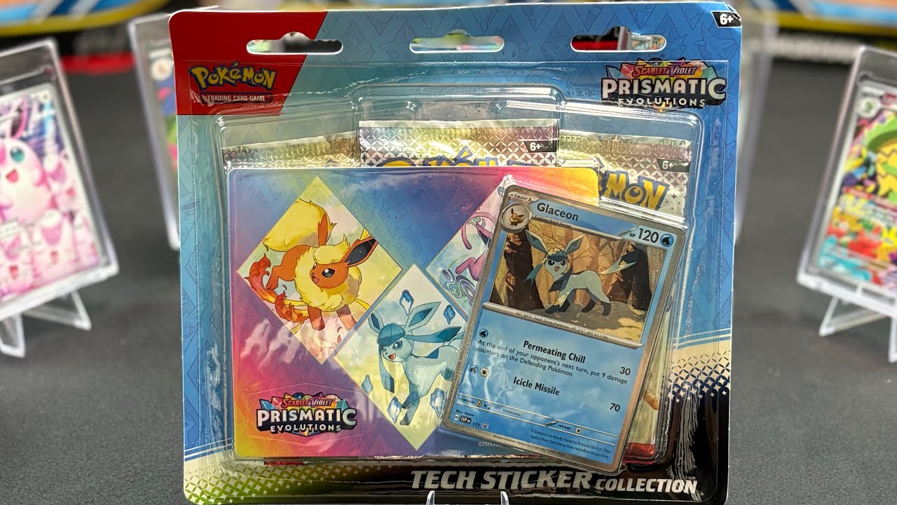 Набор технических наклеек Pokemon Prismatic Evolutions 🌙 Glaceon, 3 новых бустера.