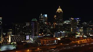 Drone Views OF Atlanta Atlantic Station 17th st and highway NIGHT 4k DJI MINI