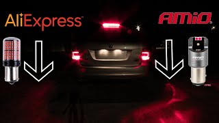 RED LED Brake bulbs test PY21W BA15S(BAU15s)(Aliexpress vs Amio)-Test LED žárovek