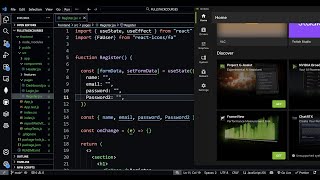 FormData UseState and UseEffect: JSX with Link to Register Route, React Router Dom and Icons