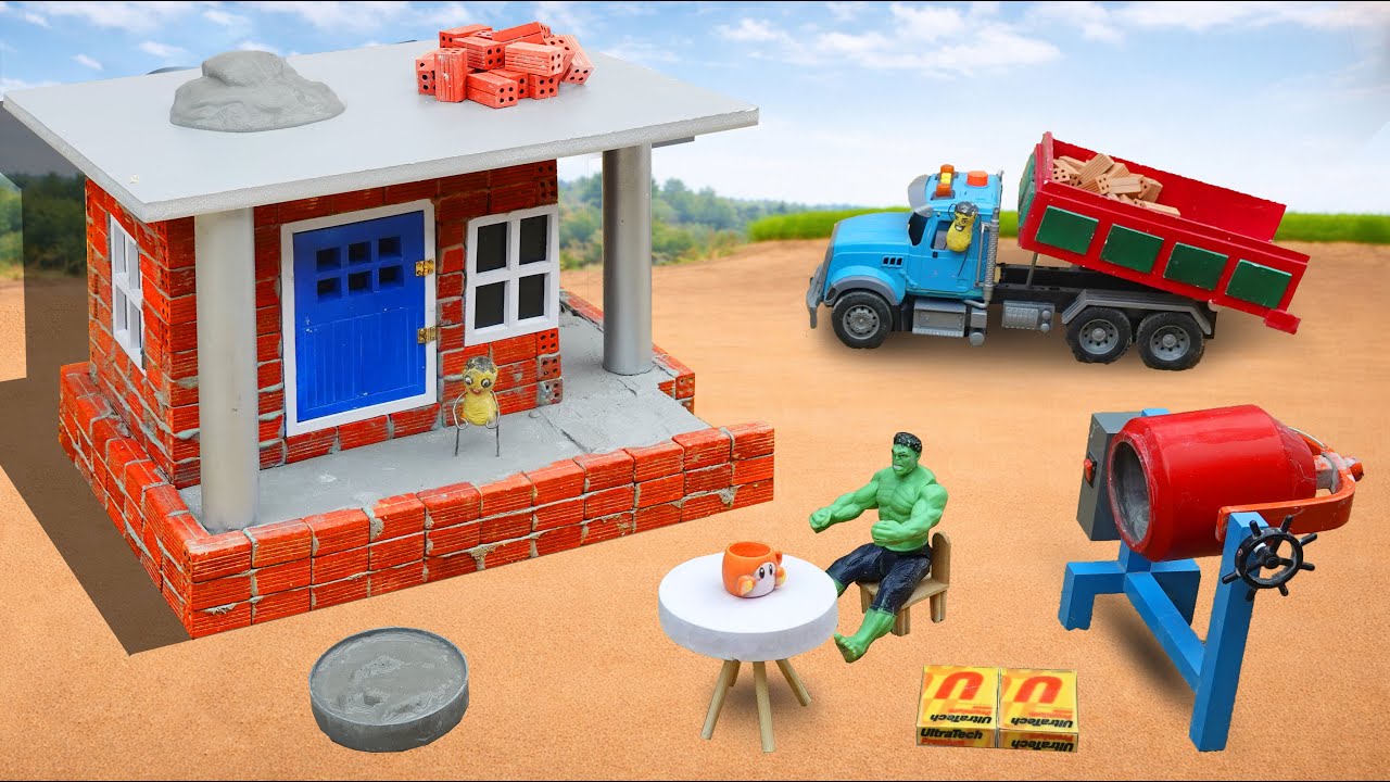 DIY Mini Tractor Builds a Strong Brick and Concrete House After Thief Damage | Science Project