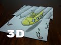 Как нарисовать подводную лодку . Батискаф рисунок 3D. yellow submarine