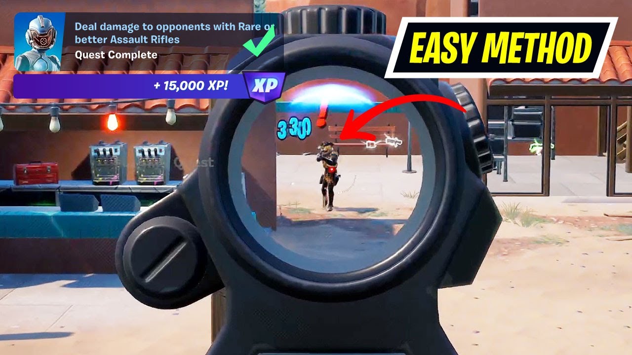 Deal damage to opponents with Rare or better Assault Rifles Fortnite