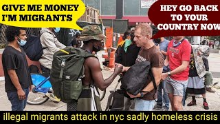 illegal migrants attack in NYC sadly homeless crisis🤬