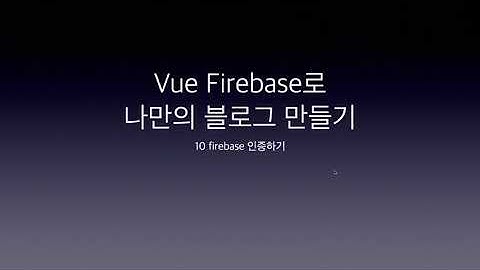 Vue Firebase로 나만의 블로그 만들기 10 firebase 인증하기