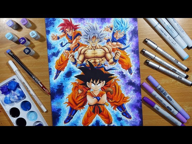 Original Goku Super Hero Portrait Anime Cartoon pencil Drawing A4