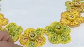 صدر كروشيه خاص بالمناسبات(الجزء الاول) Crochet collar with flowers