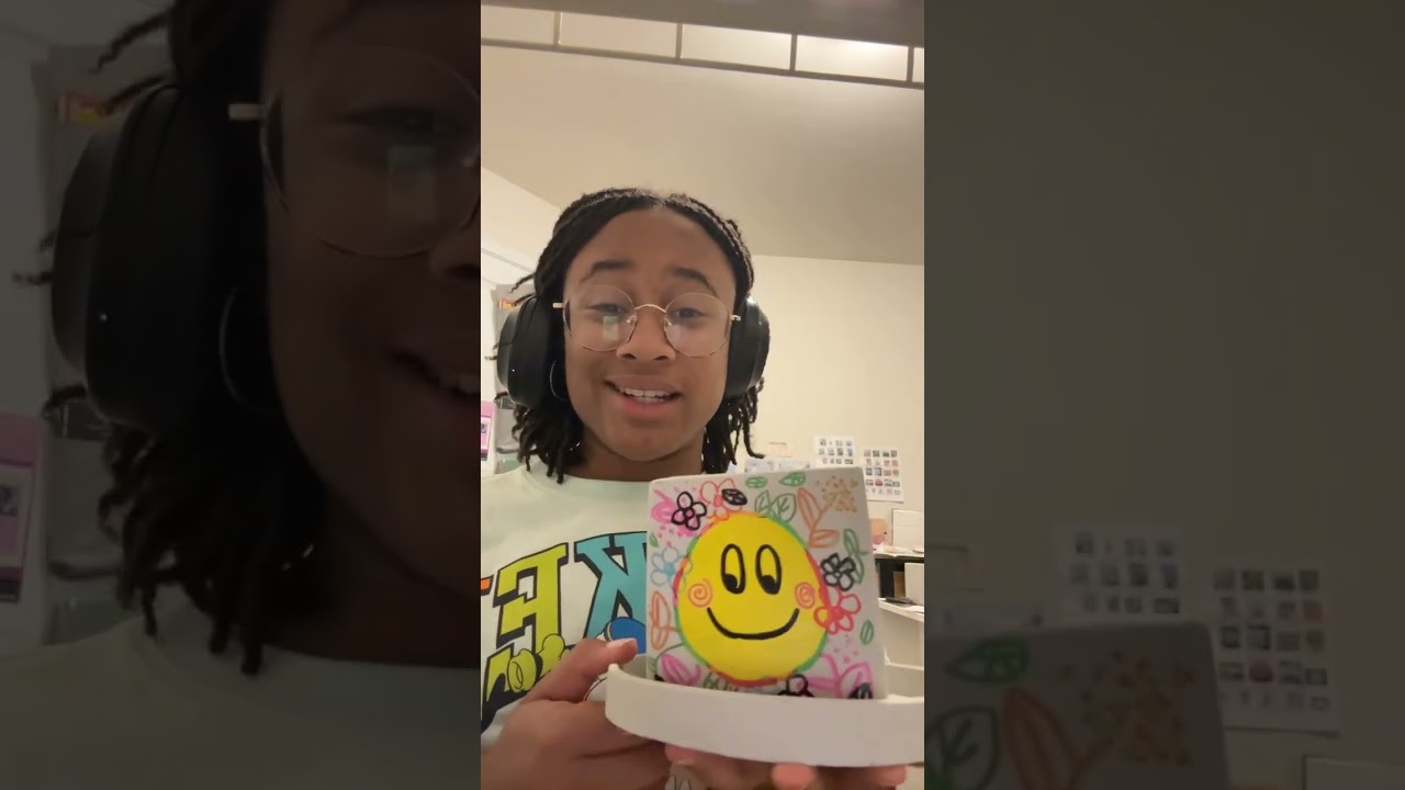 Some handpainted plant pots I have just made! what do you think? I brought my gorilla plushie! -Addy