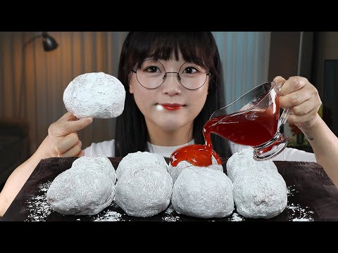 ASMR YEMEK Çilekli Dondurma Yapışkan Pirinç Keki🍧 | MUKBANG