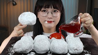 ASMR HOMEMADE STRAWBERRY ICE CREAM MOCHI🍧 | COOKING & MUKBANG | EATING SOUNDS