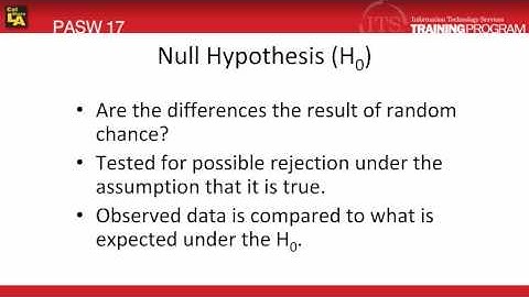2.1 Hypothesis Testing: PASW (SPSS) Statistics v.17 video