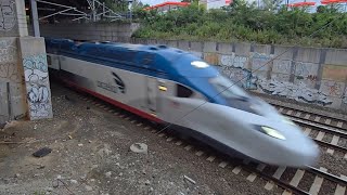 Amtrak Acela and Northeast Regional on the NEC through Providence RI - Huntington Ave - 8/2/26