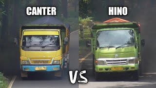 Adu Kekuatan Dump Truck CANTER VS HINO Di Tanjakan Batununggul