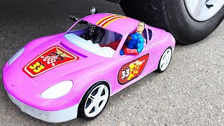 Experiment: Wheel Car VS Car with Spiderman & Superman Superheroes Toys. Soft Things by Car!