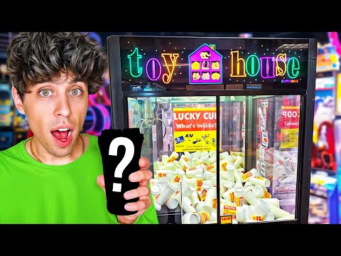 I FINALLY WON A Good Prize From A Mystery Cup Claw Machine!