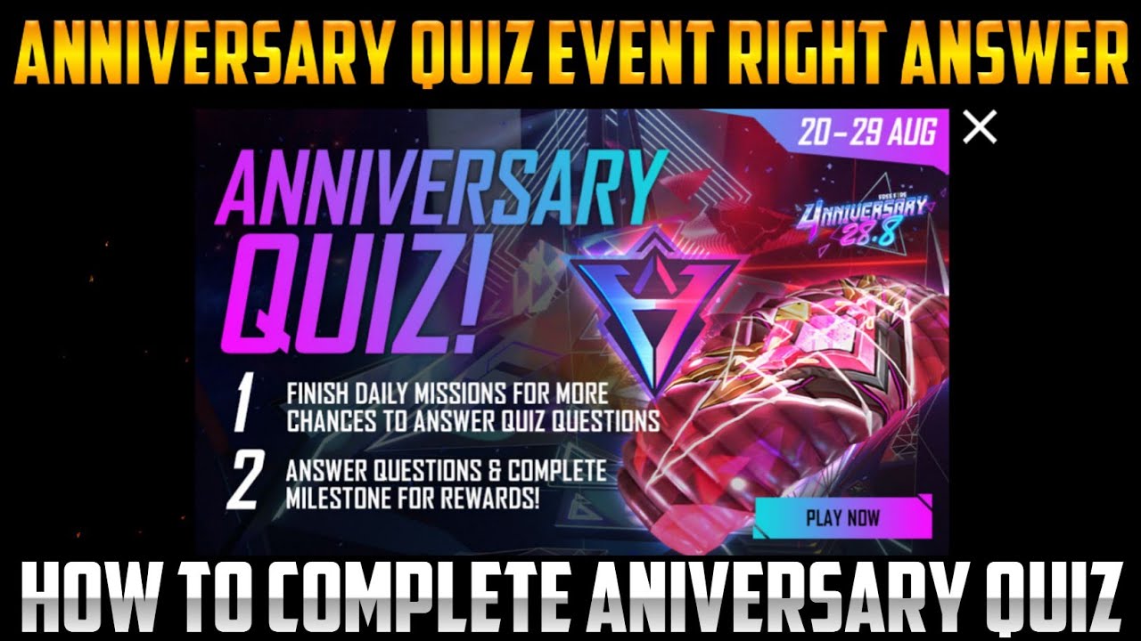 How to complete anniversary quiz event | anniversary quiz event correct answer | ff quiz answer |