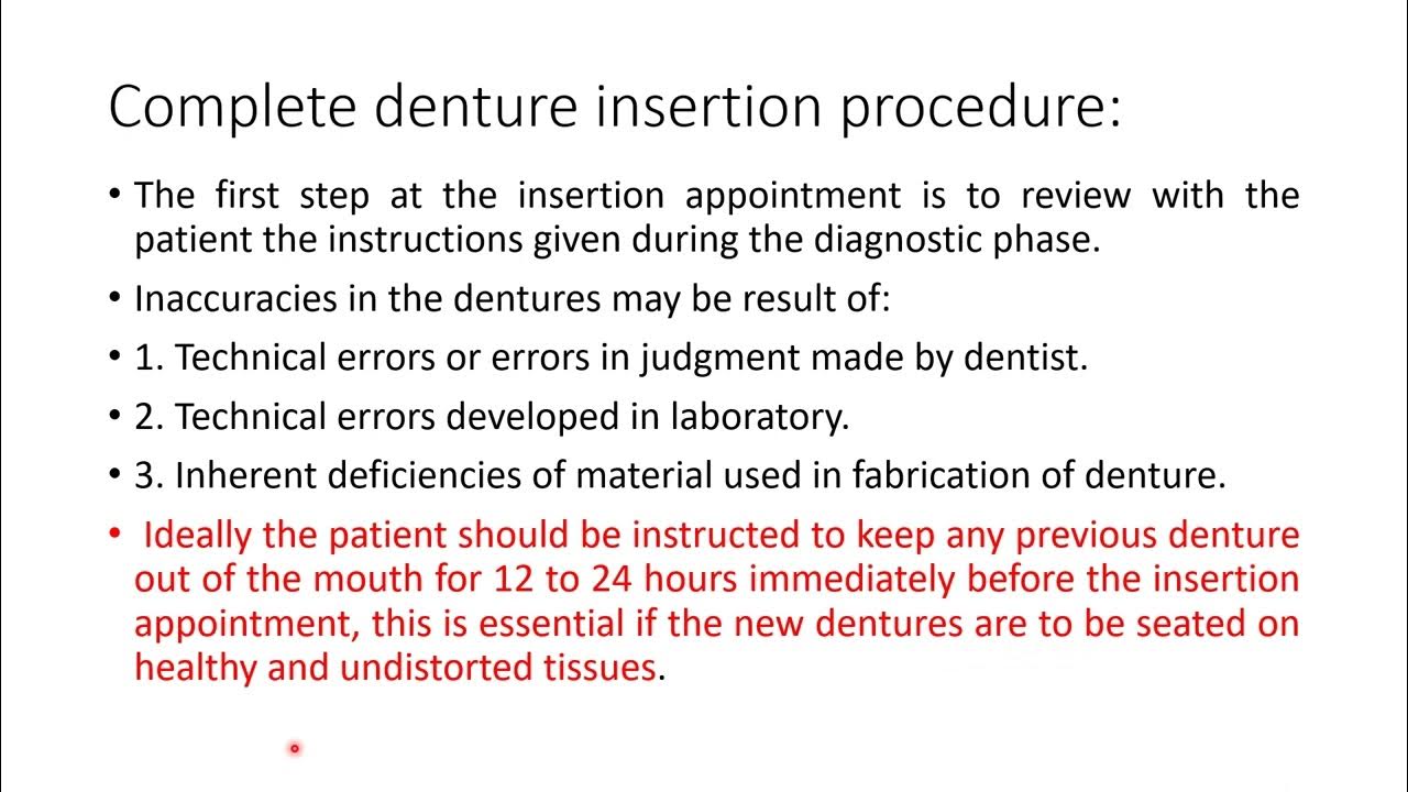 Insertion of complete denture - YouTube