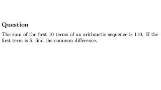 Sequences - Arithmetic Progression Quick Exercise 4