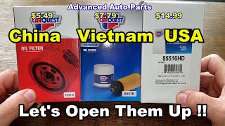 Carquest Oil Filter R85516 vs. 85516 vs. 85516HD Oil Filter Cut Open Comparison