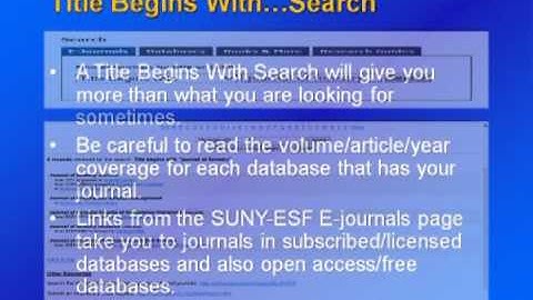Library 411 - Searching for e-Journals in the e-Journal Database