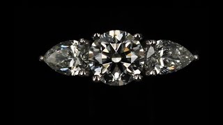 Three Stone Round and Pear Shaped Diamond Engagement Ring from Bangkok, Thailand