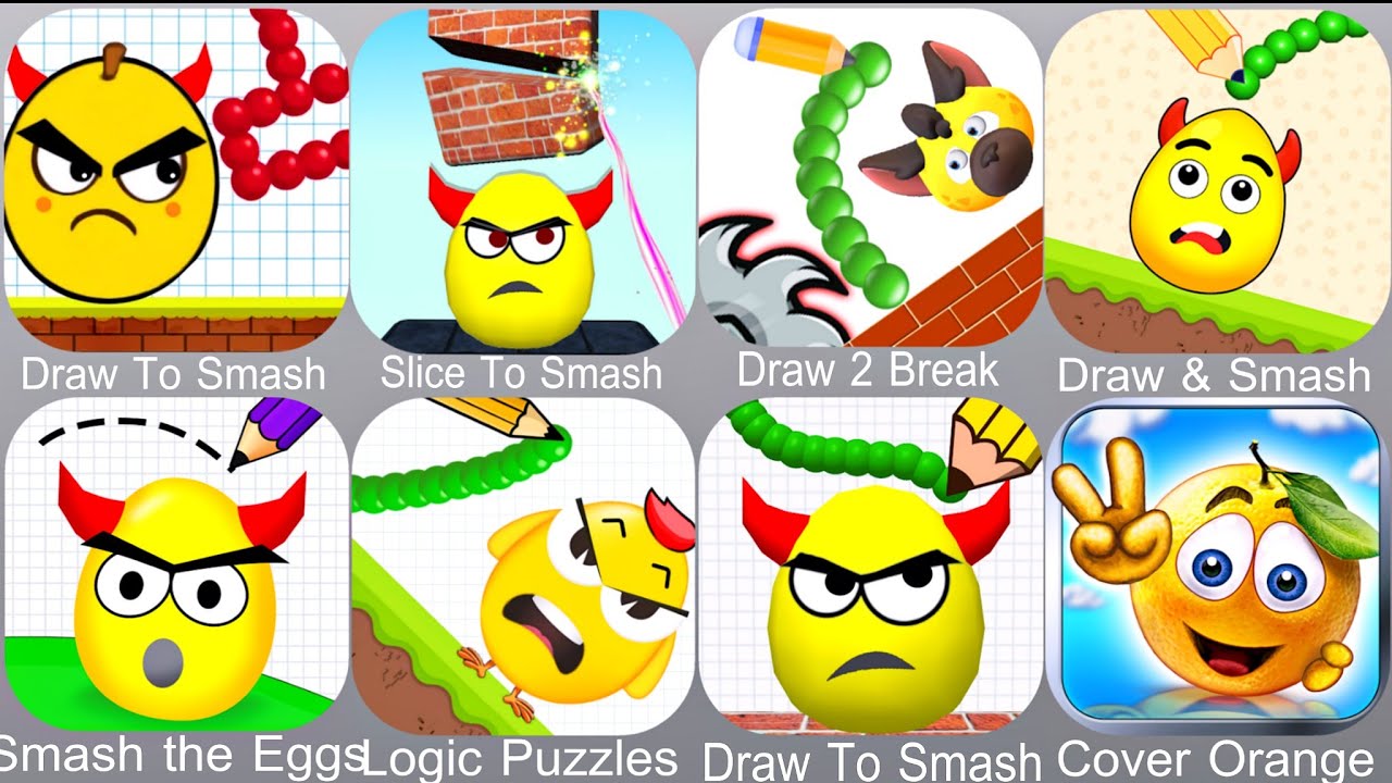 Draw To Smash,Slice To Smash,Draw 2 Break,Draw & Smash,Smash the Eggs,Logic Puzzles,Cover Orange