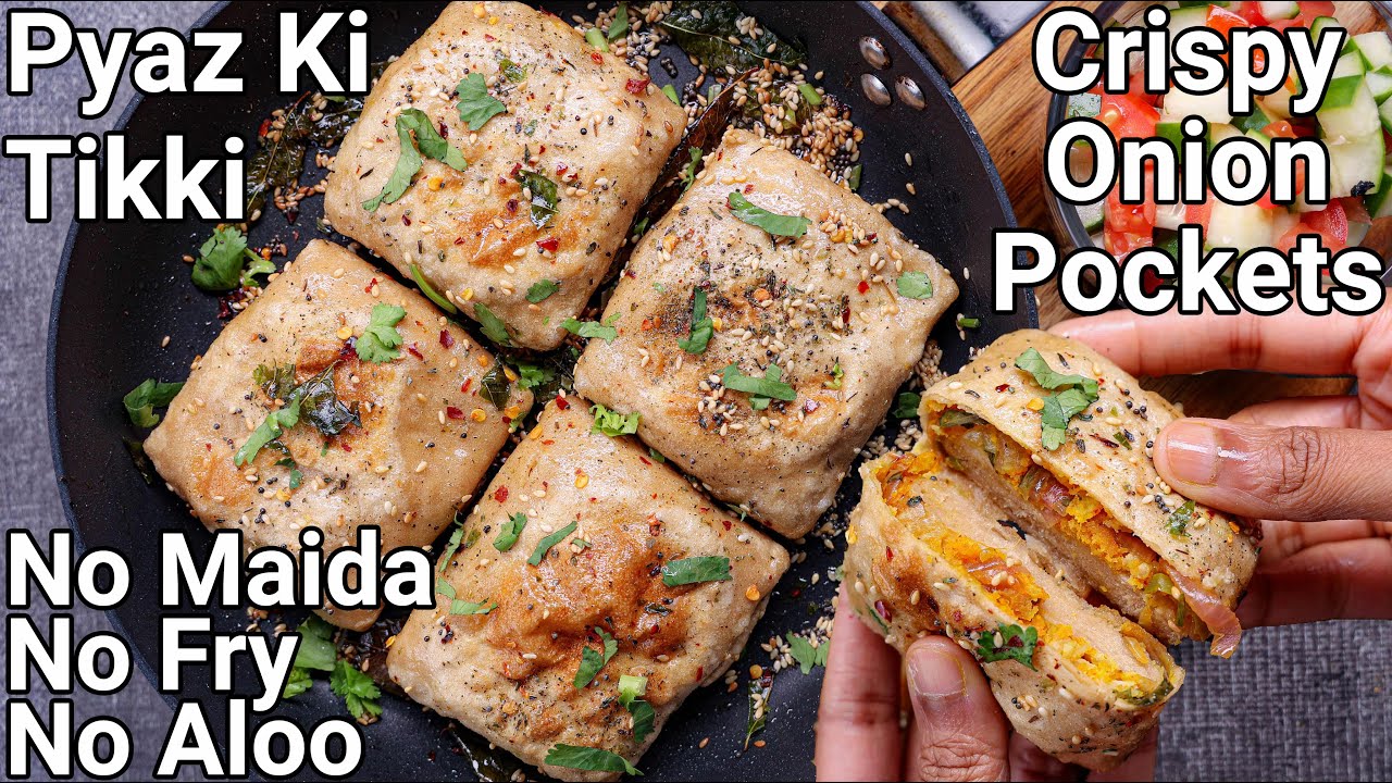 Healthy Wheat Flour Onion Tikki or Onion Pockets - No Maida, No Deep Fry & No Aloo | Pyaaz Ki Tikki | Hebbar | Hebbars Kitchen
