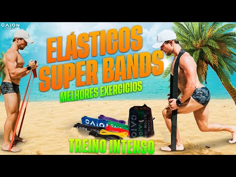 Exercícios com elástico extensor super bands para o corpo todo | Treine em qualquer local